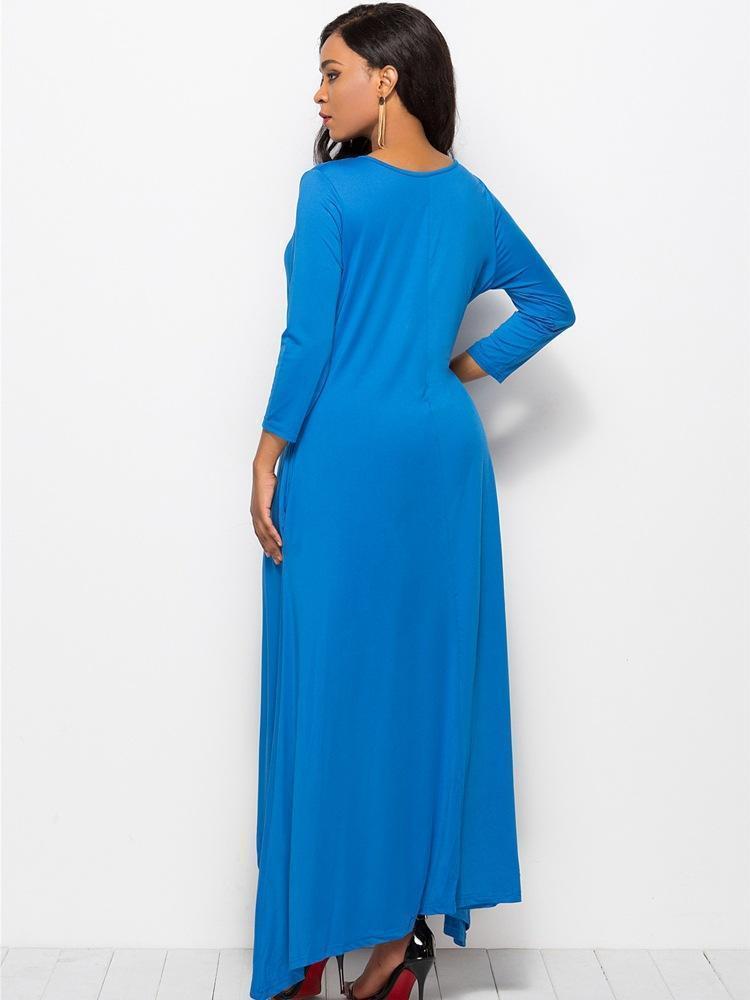 Long Sleeve Asymmetrical Women Loose Plus Size Dress