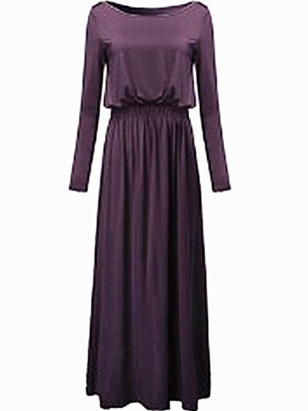 Women Elegant Boat Neck Empire waist  Waist Maxi Dresses