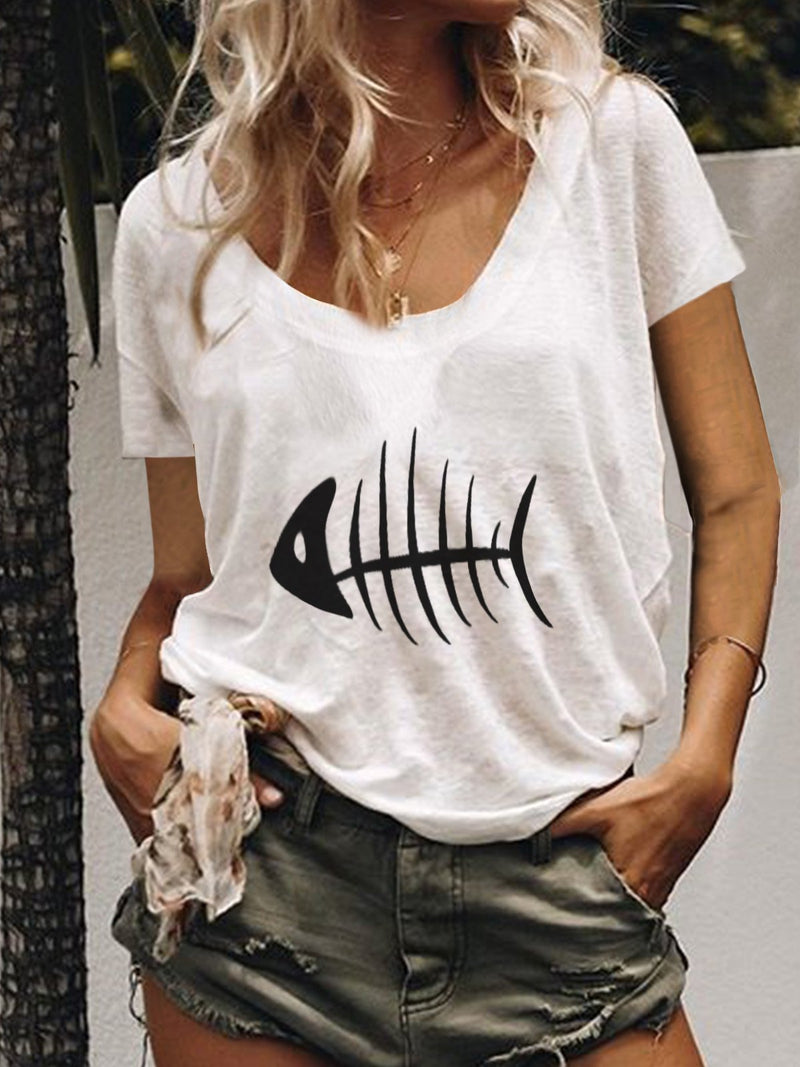 Women Fish Printed Casual Shirts