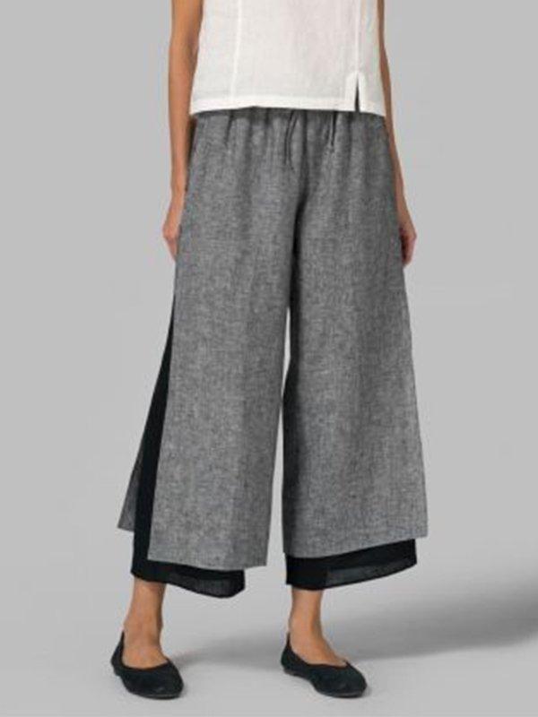 Women Casual Patchwork Pant Loose Pants