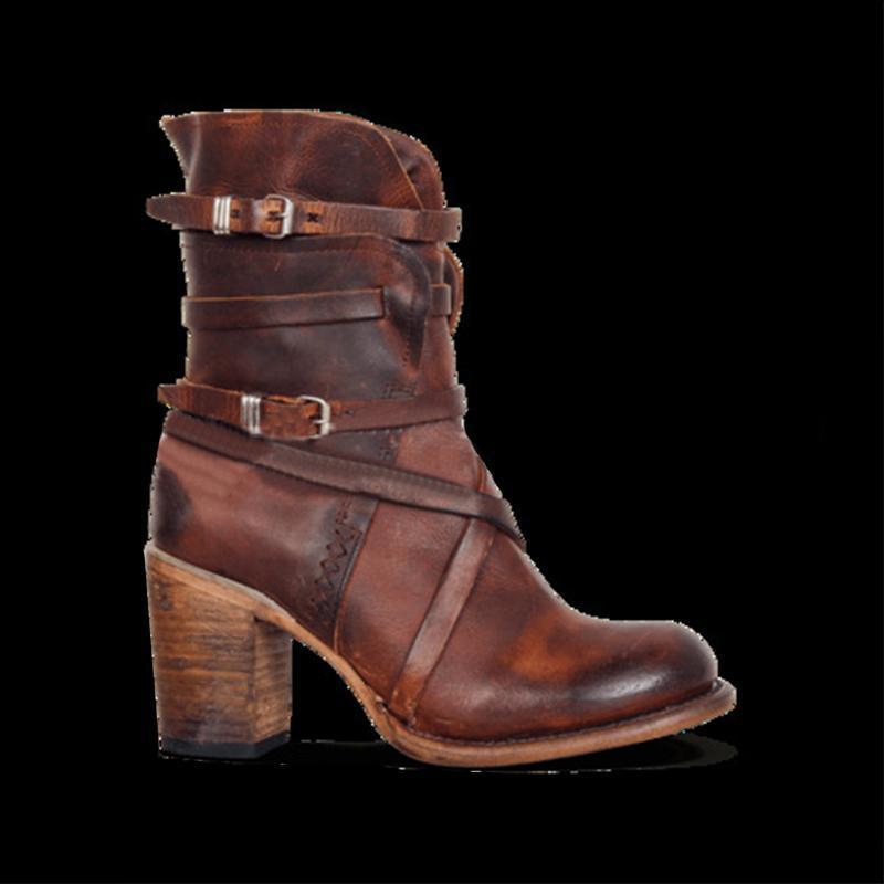 Women's Thick Heel High Heel Belt Buckle Wild Martin Boots