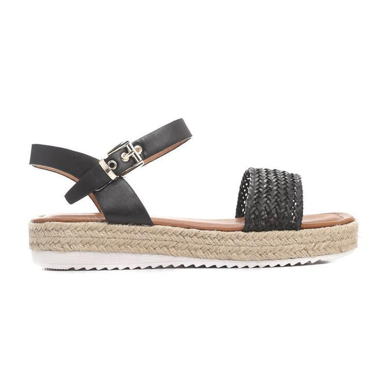 Women Flat Heel Buckle Espadrille Sandals Open Toe Casual Shoes