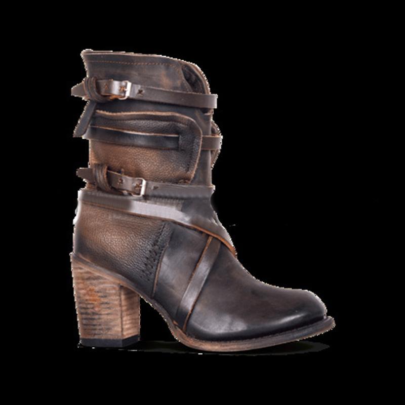 Women's Thick Heel High Heel Belt Buckle Wild Martin Boots