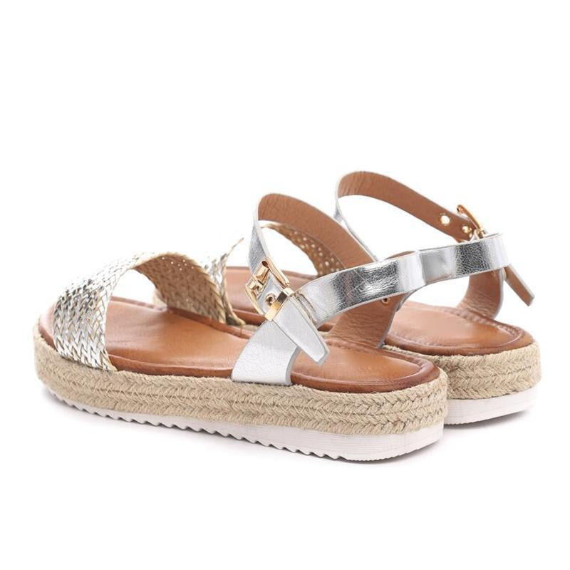 Women Flat Heel Buckle Espadrille Sandals Open Toe Casual Shoes