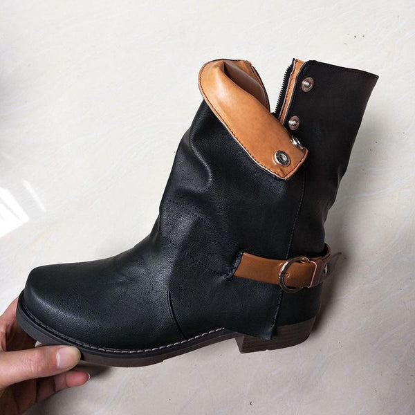 Women Daily Zipper Winter Low Heel Plus Size Boots