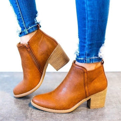 Casual Style Women Ankle Boots Anutumn Winter High Thick Heel Sexy Women Boots Cool Basic Leather Boots Shoes