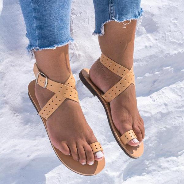 Women Flip PU Buckle Sandals