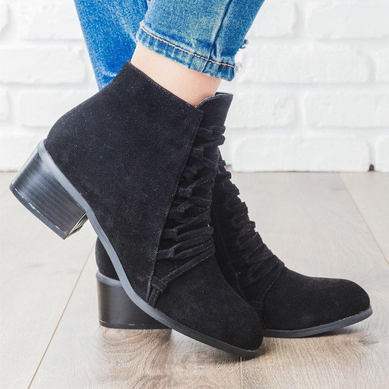 Women Fashion Ankle Boots Faux Suede Zipper Boots