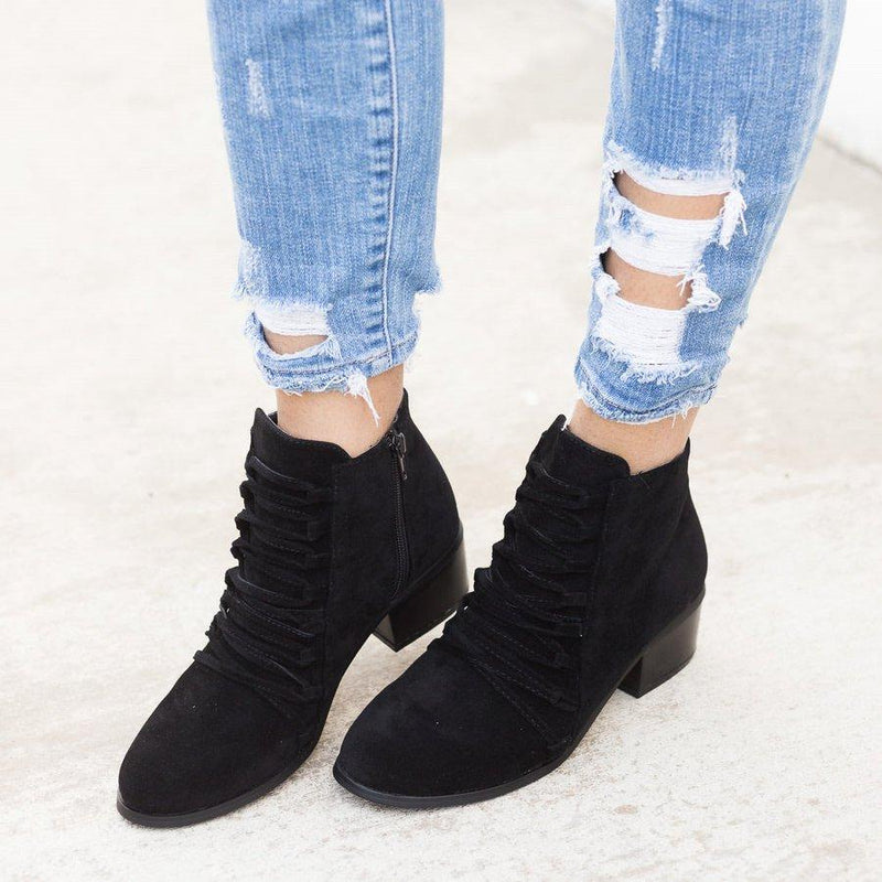 Women Fashion Ankle Boots Faux Suede Zipper Boots