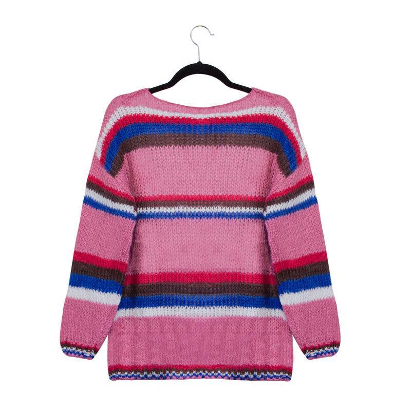 WOMEN KNITTED CASUAL SOLID COLOR-BLOCK CARDIGAN